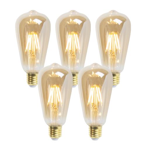 Sada 5 stmívatelných LED žárovek E27 ST64 Goldline 5W 380lm 2200K
