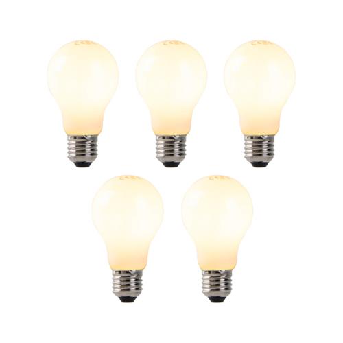 Sada 5 stmívatelných LED žárovek s opálovým sklem E27 7W 806 lm 2200K