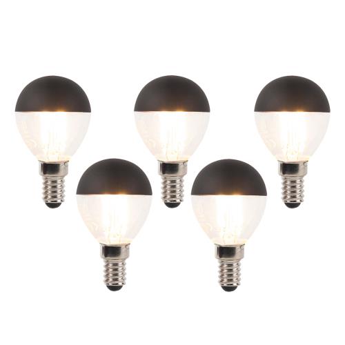 Sada 5 stmívatelných LED vláknových žárovek E14 P45 černé 300lm 2700K