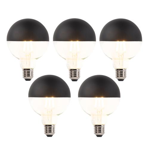 Sada 5 stmívatelných LED vláknových žárovek E27 G95 černých 550 lm 2700 K