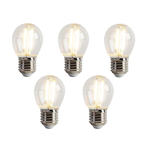 Sada 5 LED žárovek E27 P45 čiré 2W 200lm 2700K