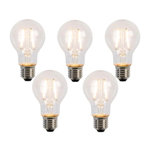 Sada 5 LED vláknových žárovek E27 A60 2W 210lm 2200K