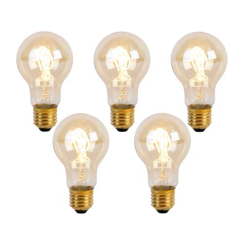 Sada 5 LED spirálových vláknových žárovek E27 A60 Goldline 2W 150lm 2200K