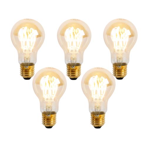 Sada 5 stmívatelných LED spirálových žárovek E27 A60 Goldline 4W 270 lm 2200K