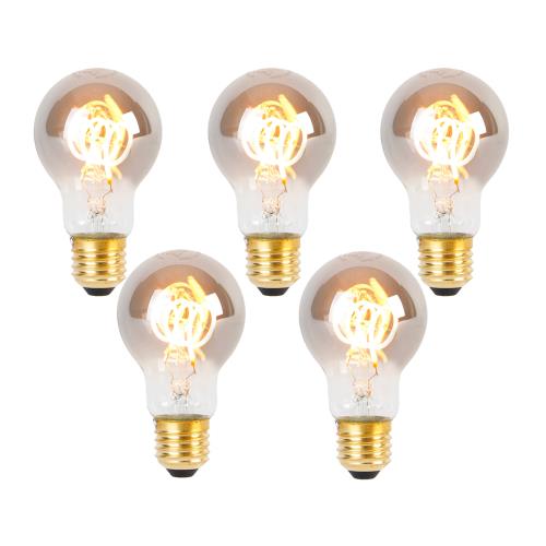 Sada 5 LED spirálových žárovek E27 A60 kouřová 4W 120 lm 1800K