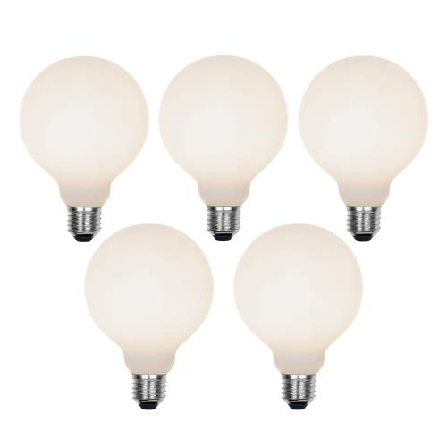 Sada 5 stmívatelných LED žárovek E27 se 3 stupni stmívání G95 matné 5W 550lm 3000K