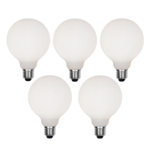 Sada 5 stmívatelných LED žárovek E27 G95 matné 4W 430lm 2200-4000K