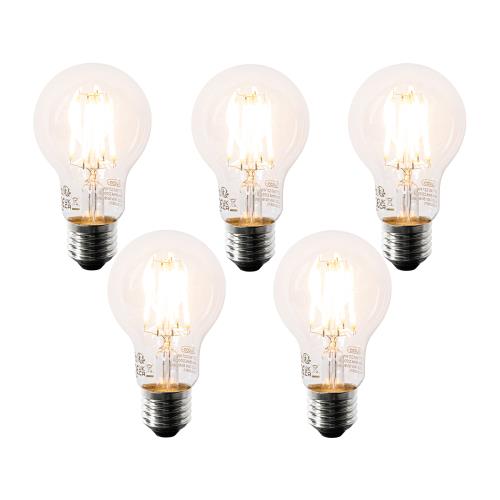 Sada 5 LED žárovek E27 A60 čiré 6W 630lm 2200K