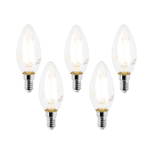 Sada 5 LED žárovek E14 B35 čiré 2,2 W 470 lm 2700 K