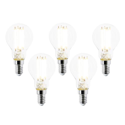 Sada 5 LED žárovek E14 P45 čiré 2,2 W 470 lm 2700 K