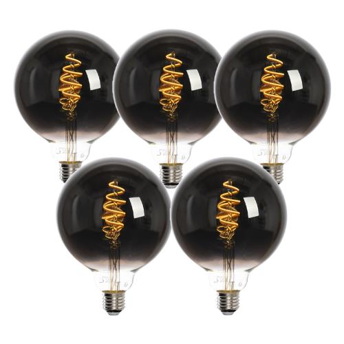 Sada 5 chytrých LED žárovek E27 G125 černé 4W 60lm 1800-3000K