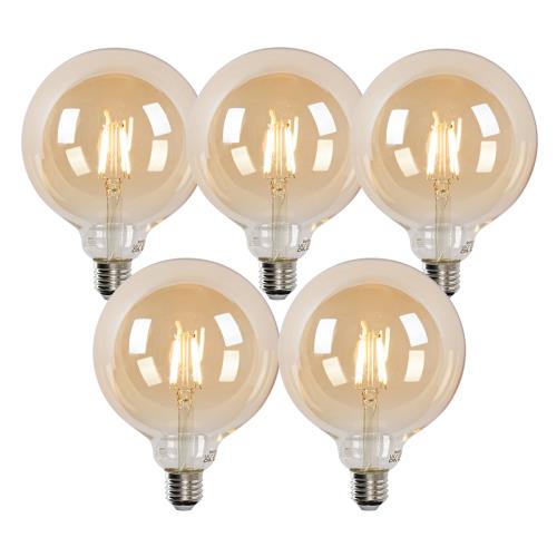 Sada 5 chytrých LED žárovek E27 G125 zlatá 4,9 W 470 lm 1800-4000 K
