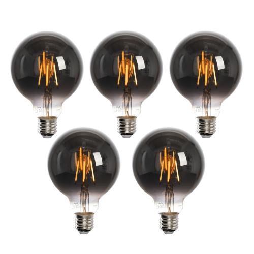Sada 5 chytrých LED žárovek E27 G95 kouřové 4W 60lm 1800-3000K