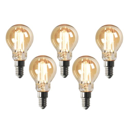 Sada 5 ks Smart E14 stmívatelná v Kelvinech LED lampa P45 goldline 4,9W 470 lm 1800-4000K