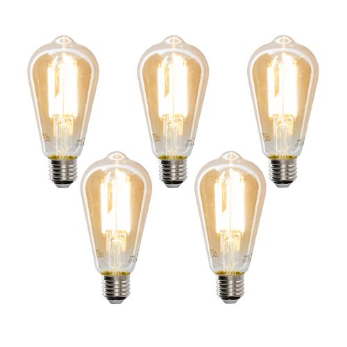 Sada 5 ks Smart E27 stmívatelná v Kelvinově LED lampě ST64 goldline 7W 700 lm 1800-4000K
