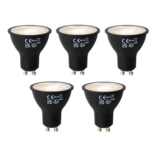 Sada 5 stmívatelných LED žárovek GU10 černá 6W 450 lm 3000K