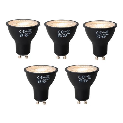 Sada 5 GU10 3-stupňových stmívatelných LED žárovek černá 6W 4300 lm 2000 - 6000K