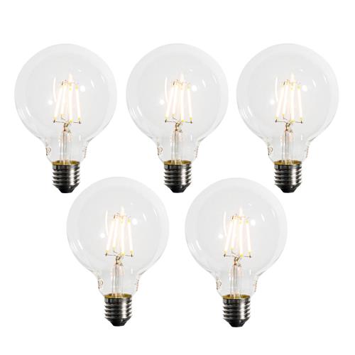 Sada 5 ks Stmívatelná LED žárovka E27 G95 5W 450lm 2200K