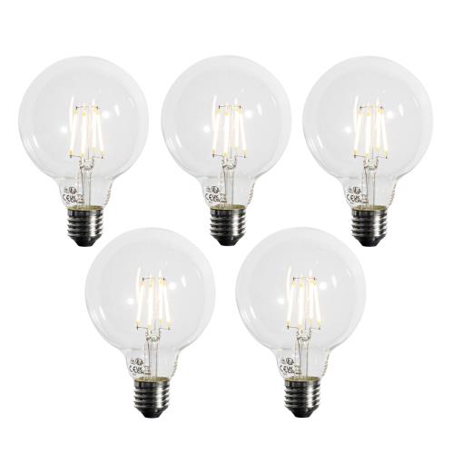 Sada 5 ks Stmívatelná LED žárovka E27 se 3 stupni stmívání G95 4W 450lm 3000K