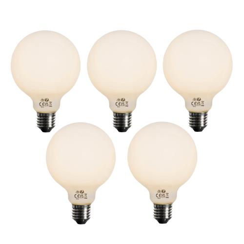 Sada 5 ks Stmívatelná LED žárovka E27 se 3 stupni stmívání, opálové sklo G95, 4W, 450lm, 2700K