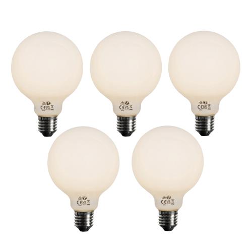 Sada 5 ks LED žárovka E27 s 3stupňovým stmíváním, opálové sklo G95, 4W, 450lm, 3000K