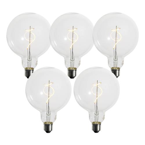 Sada 5 stmívatelných LED žárovek se spirálovým vláknem E27 G125 4W 270 lm 2700K