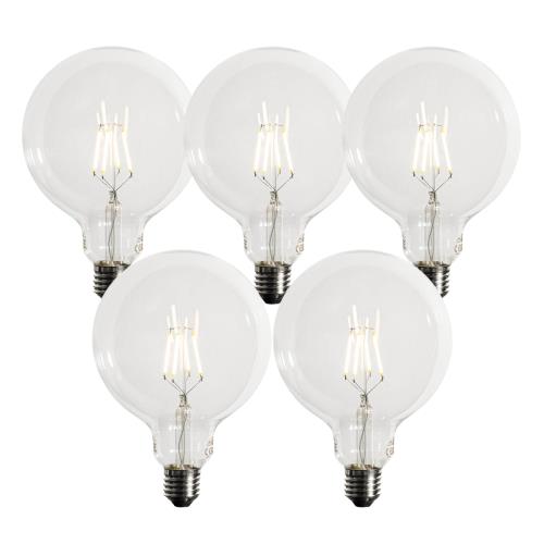 Sada 5 stmívatelných LED žárovek E27 G125 5W 450 lm 3000K
