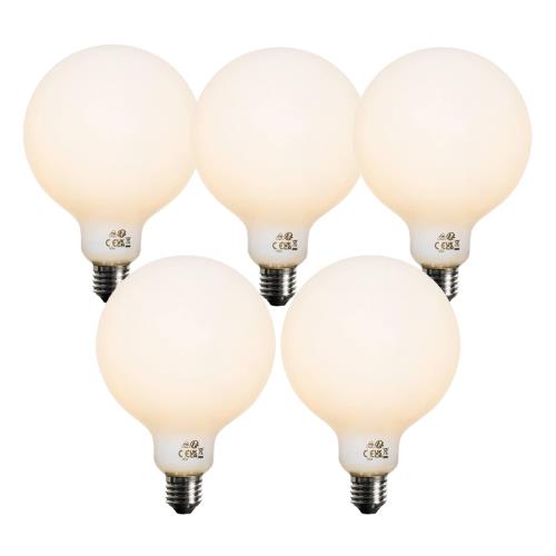 Sada 5 stmívatelných LED žárovek E27 opál G125 5W 450 lm 2700K