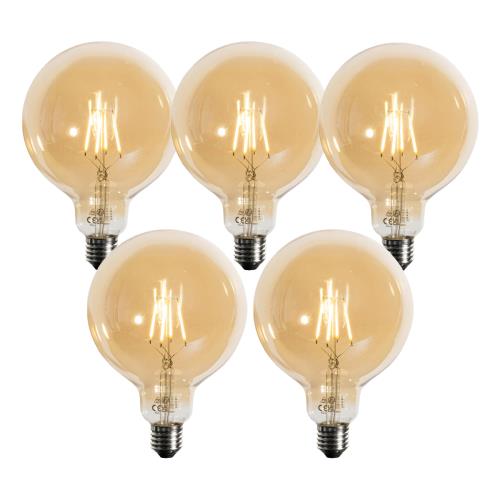 Sada 5 ks LED žárovka E27 3stupňové stmívání zlatá G125 4W 450lm 2700K