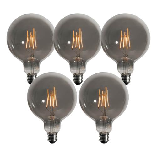 Sada 5 stmívatelných LED žárovek E27 Smoke G125 4W 150 lm 1900K