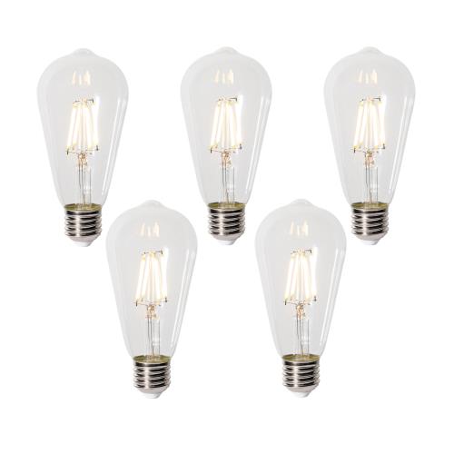 Sada 5 stmívatelných LED žárovek E27 ST64 čirá 5W 600 lm 2700K