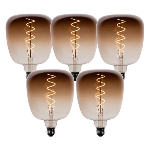 Sada 5 stmívatelných LED žárovek E27 G140 hnědá 4,9W 110 lm 1800K