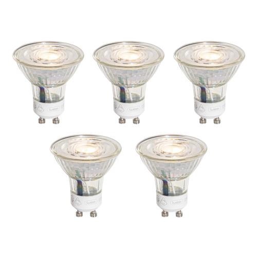 Sada 5 stmívatelných LED žárovek GU10 50mm 3-Step Dimmable v Kelvinech čirá 4,9W 450 lm 2000-2700K