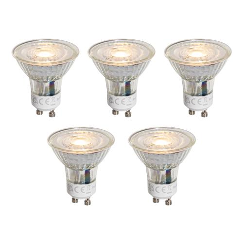 Sada 5 čirých LED žárovek GU10 50mm 1W 80 lm 2200K