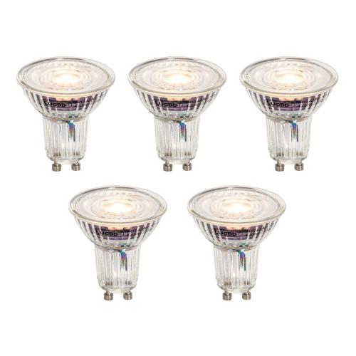 Sada 5 stmívatelných LED žárovek GU10 50 mm čirá 4,9 W 430 lm 2700 K