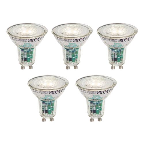 Sada 5 chytrých LED žárovek GU10 50mm čirá 4,7W 345 lm 2200-4000K