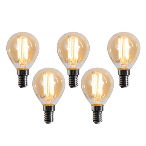 Sada 5 LED žárovek E14 G45 zlatá 2W 180 lm 2100K