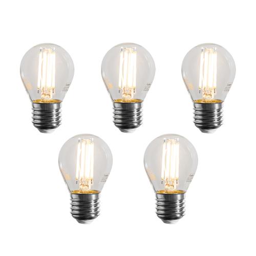 Sada 5 stmívatelných LED žárovek E27 Filament G45 čirá 4W 470 lm 2700K