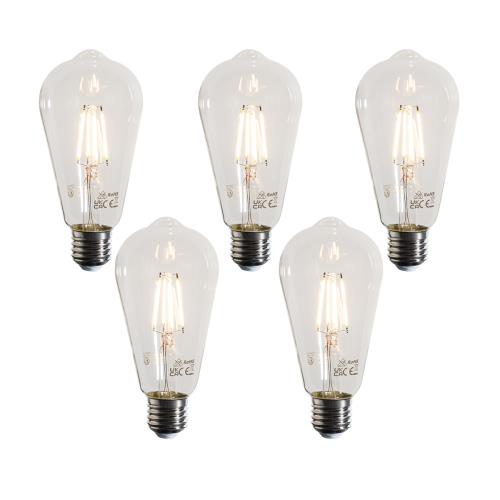 Sada 5 LED žárovek E27 Filament ST64 čirá 4W 470 lm 2700K