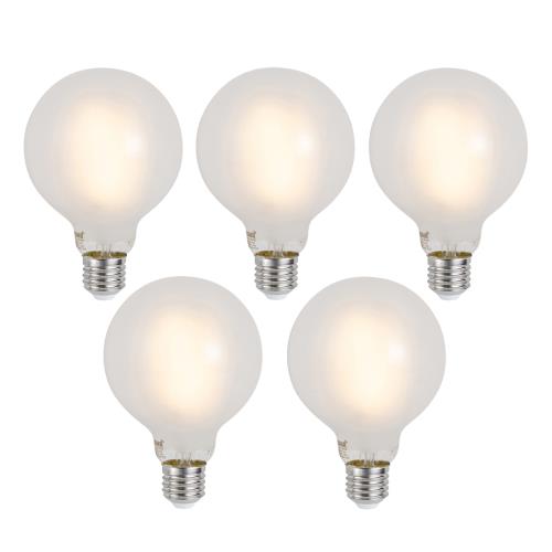 Sada 5 ks Chytré stmívatelné LED žárovky E27 G95 matné 7W 806lm 2700-6500K