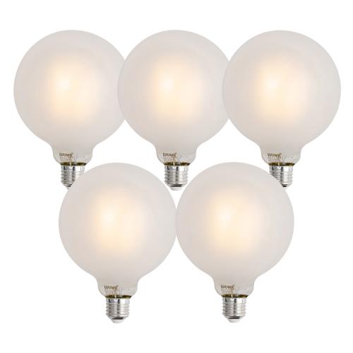 Sada 5 ks Chytré stmívatelné LED žárovky E27 G125 matné 7W 806lm 2700-6500K