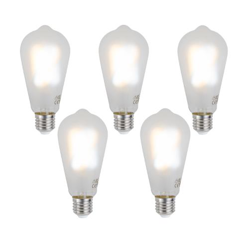 Sada 5 ks Chytré stmívatelné LED žárovky E27 ST64 matné 7W 806 lm 2700-6500K