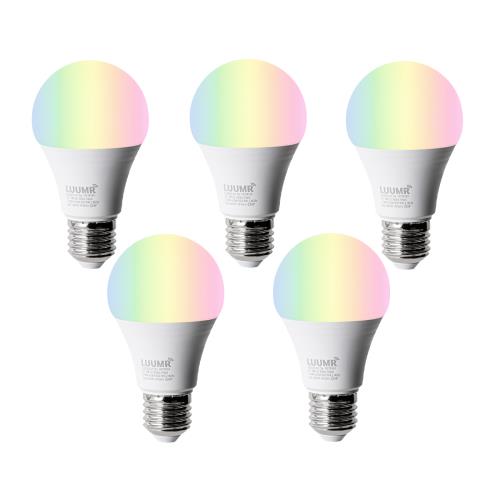 Sada 5 ks Chytré LED žárovky E27 A60 matné RGBW 9W 806lm 2700-6500K