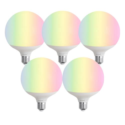 Sada 5 chytrých LED žárovek E27 G120 Matné RGBW 9W 806 lm 2700-6500K