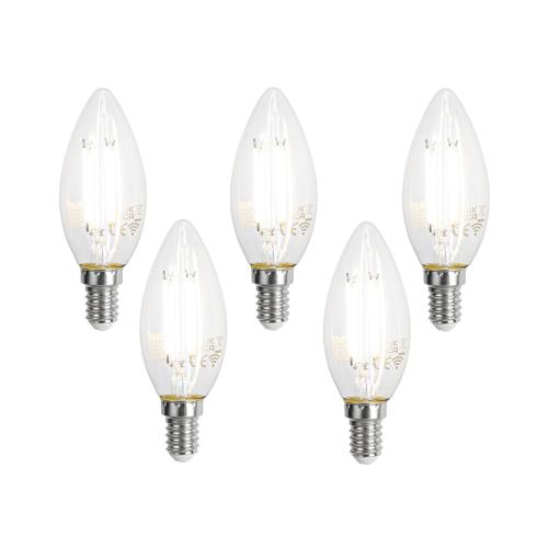 Sada 5 chytrých LED žárovek E14 C35 čirá 4,2W 470 lm 2700-6500K