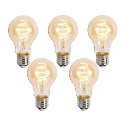 Sada 5 ks Chytré stmívatelné LED žárovky E27 A60 jantarové 4,9 W 320 lm 2500 K