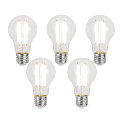 Sada 5 ks Chytré stmívatelné LED žárovky E27 A60 čiré 7W 806lm 2700-6500K
