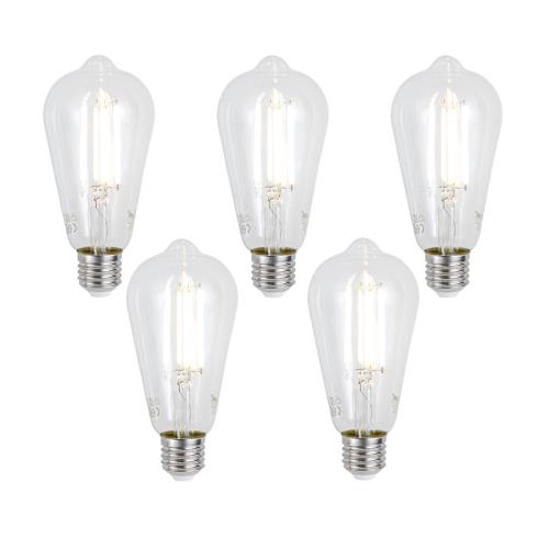 Sada 5 ks Stmívatelné LED žárovky E27 ST64 čiré 7W 806lm 2700-6500K