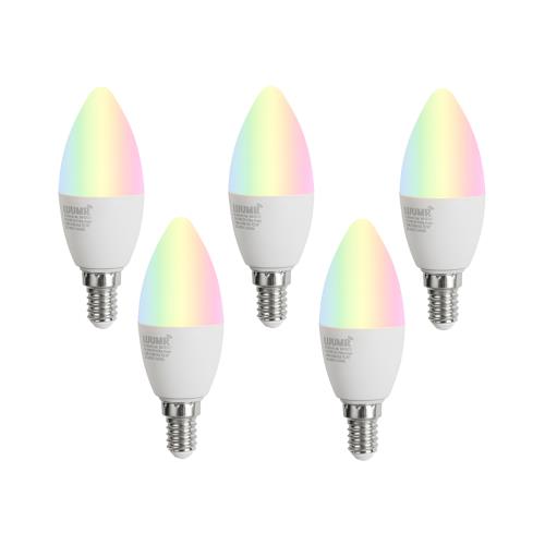 Sada 5 stmívatelných LED žárovek E14 C37 Opal 4,9W 470 lm 2700-6500K