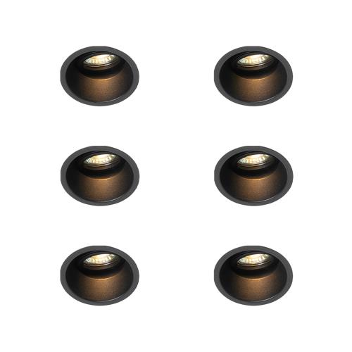 Sada 6 moderních zapuštěných bodových svítidel černá otočná a naklápěcí - Alloy